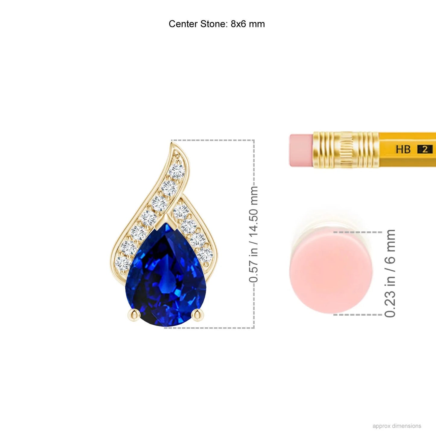 Handmade 2026 New Arrival Igi Certified Pendant Necklace 14k Solid Gold Natural Pear Cut Blue Sapphire Flame Solitaire Pendant