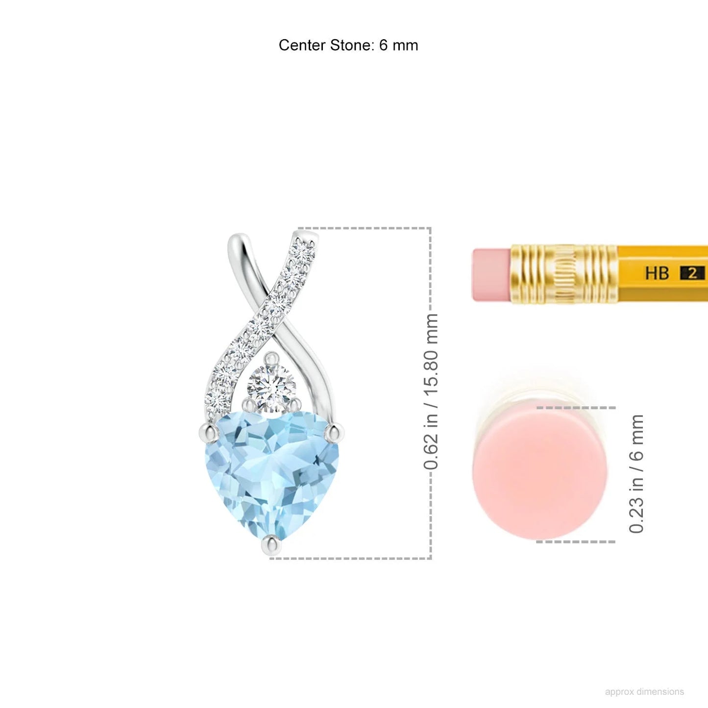 14K Solid Gold Solitaire Heart Cut Aquamarine Gemstone Pendant With Twisted Natural Diamond Bale Romantic Gift For Her Pendant