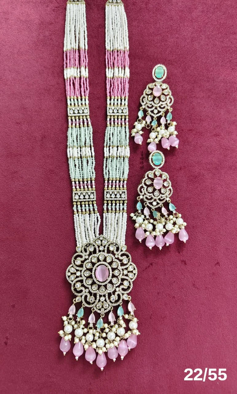 Luxury Multi Strand Pearl Pendant Necklace Set Gold Plated Bridal Wedding Traditional Long Haram Jewelry for Women Set