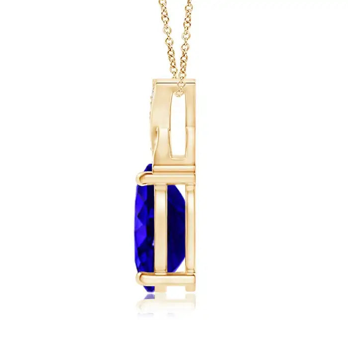 3.04G14K Gold 8x6MM 1.1Ctw Oval Cut Tanzanite "XO" Shape Pendant With Pave Sett Diamonds Unisex Fine Jewelry Luxury Pendant OEM