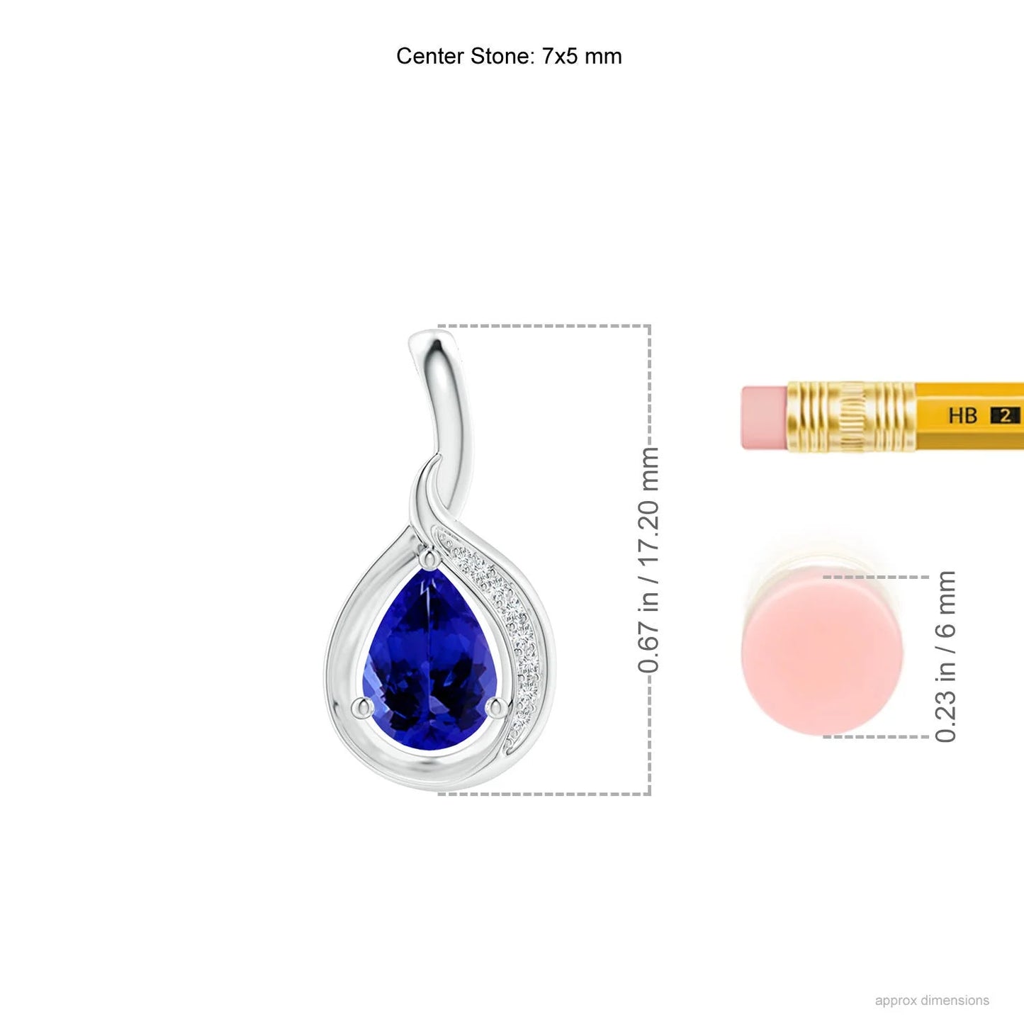 Luxury 3.08G 18K Pure Gold 0.6Carat Tanzanite & 0.03 Ct Diamond Loop Pendant Dainty Minimalist Tear Drop Shape Pendant Necklace