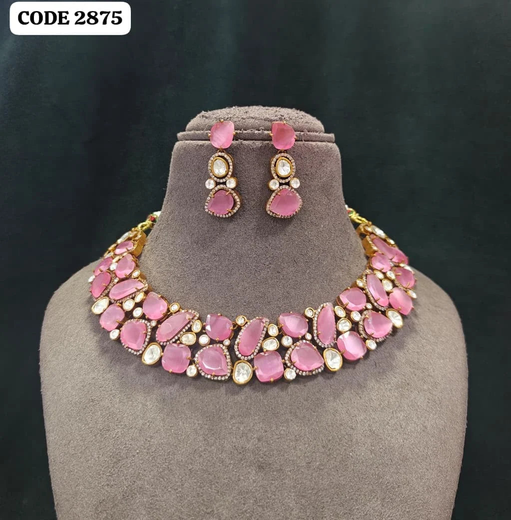 Luxury Ruby Red Kundan Choker Necklace Set for Women Gold Plated Brass Bridal Wedding Party Statement Jewelry Collection Set