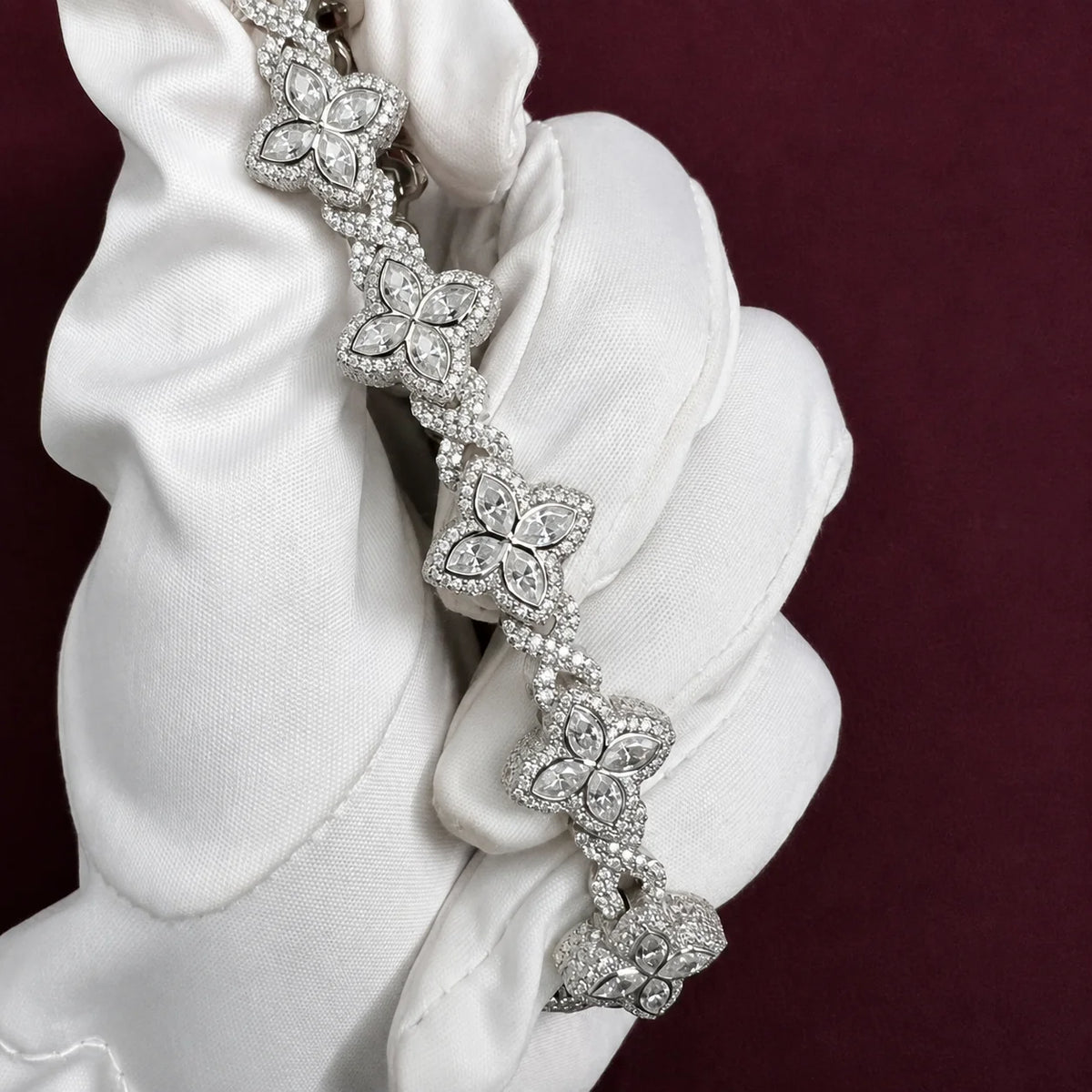 BiG-BOSS Elegant VVS1 Lab Grown Cushion Cut Diamond 14K White Gold Bracelet Womens Luxury Fine Jewelry Bridal Gift Tennis Chain Wedding