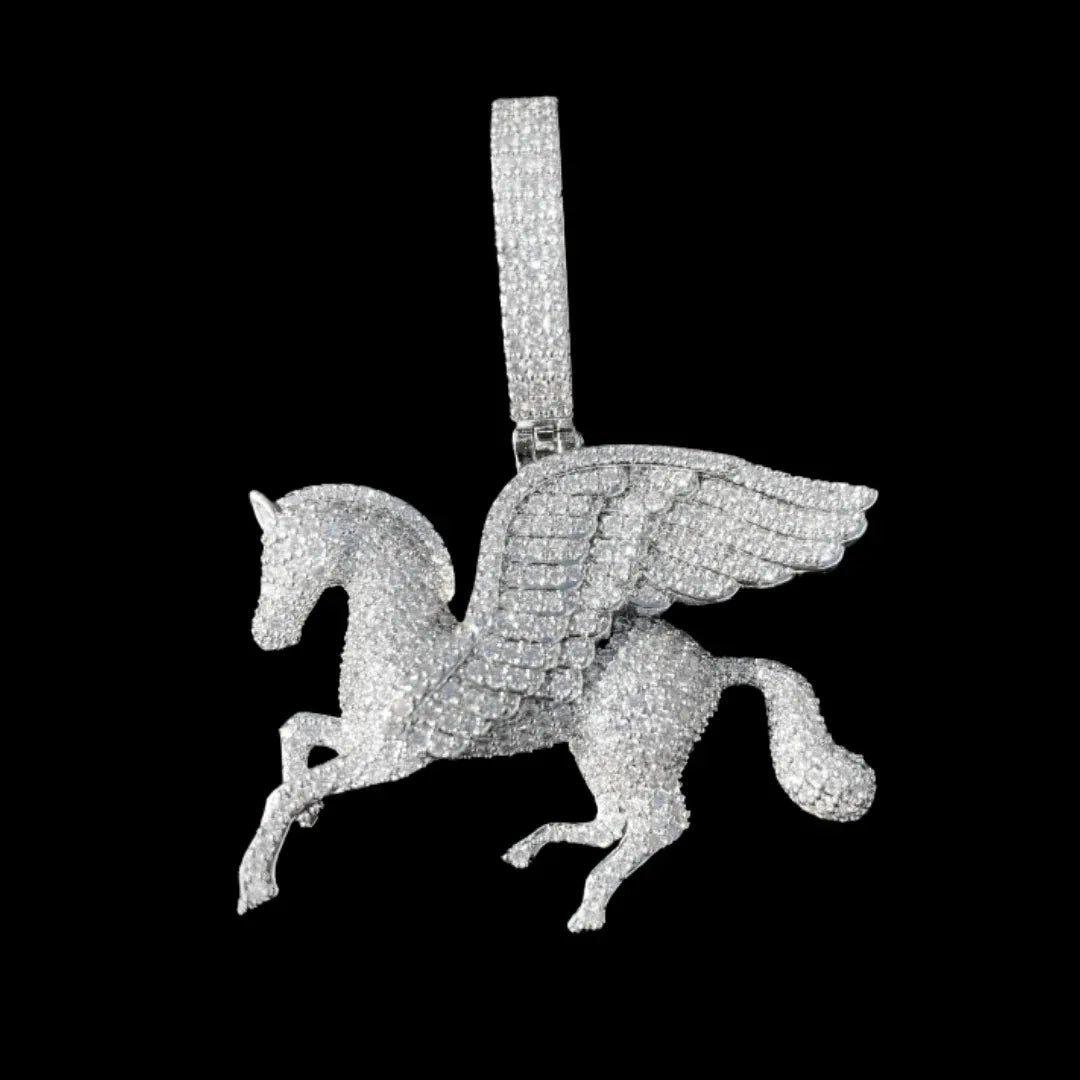 BiG-BOSS Pegasus Moissanite Hip Hop Pendant 925 Sterling Silver Cushion Cut Channel Set Freshwater Pearl Luxury Men's Charm