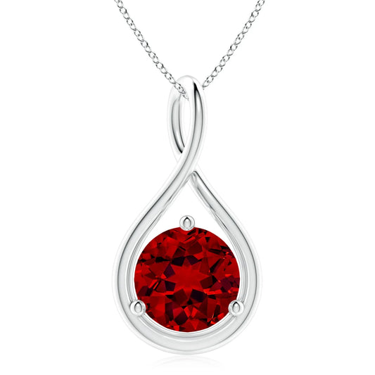 2.72G 14K Gold Solitaire 5MM Round Cut 0.45C Ruby Gemstone Infinity Twist Design Pendant Top Quality Fine Jewelry Pendant OEM