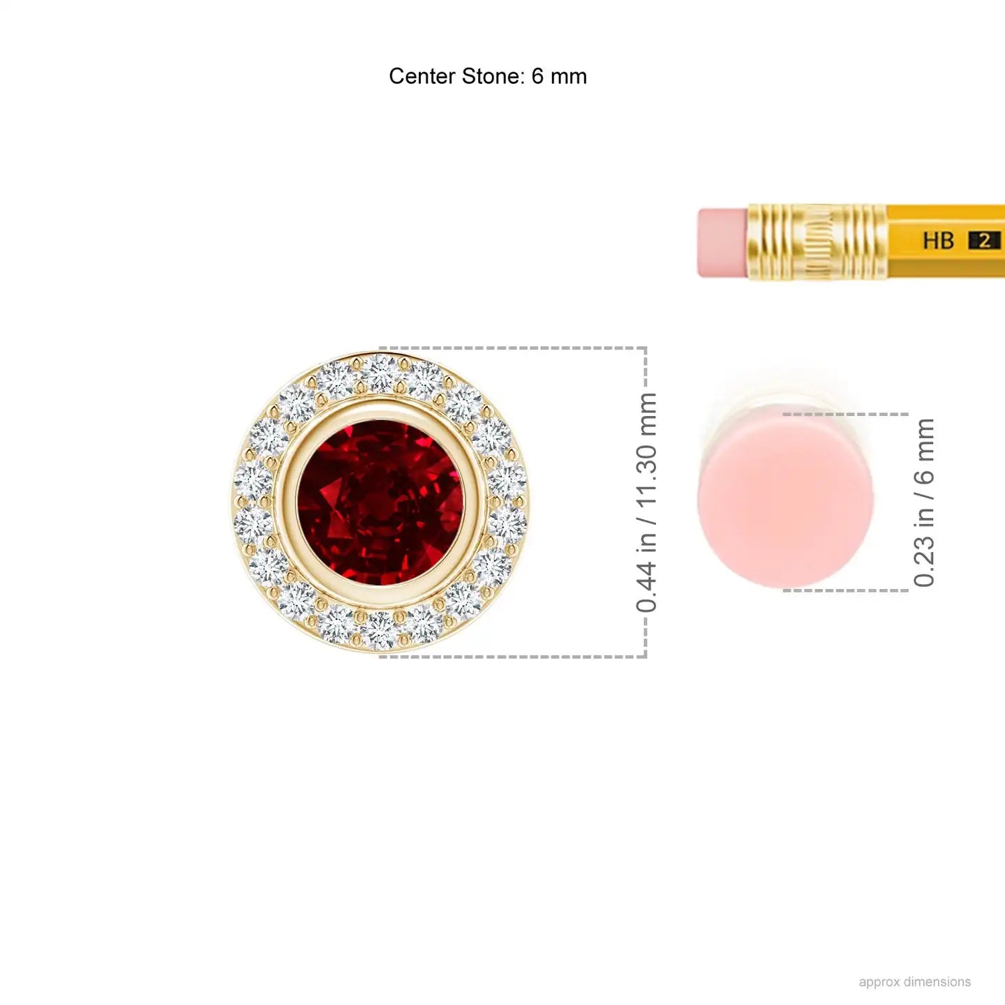 14k 18k Gold Round Cut Bezel-set 0.24ctw Red Ruby Pendant With 0.09ctw Diamond Halo High Quality Handmade Fine Jewelry Pendant