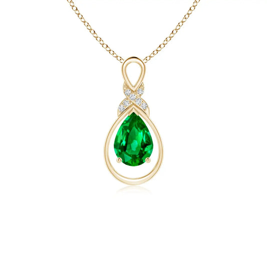 14K Solid Gold Natural Pear Emerald Infinity Pendant With Diamond X Motif Classic Fine Jewellery Anniversary Gift For Her 2026