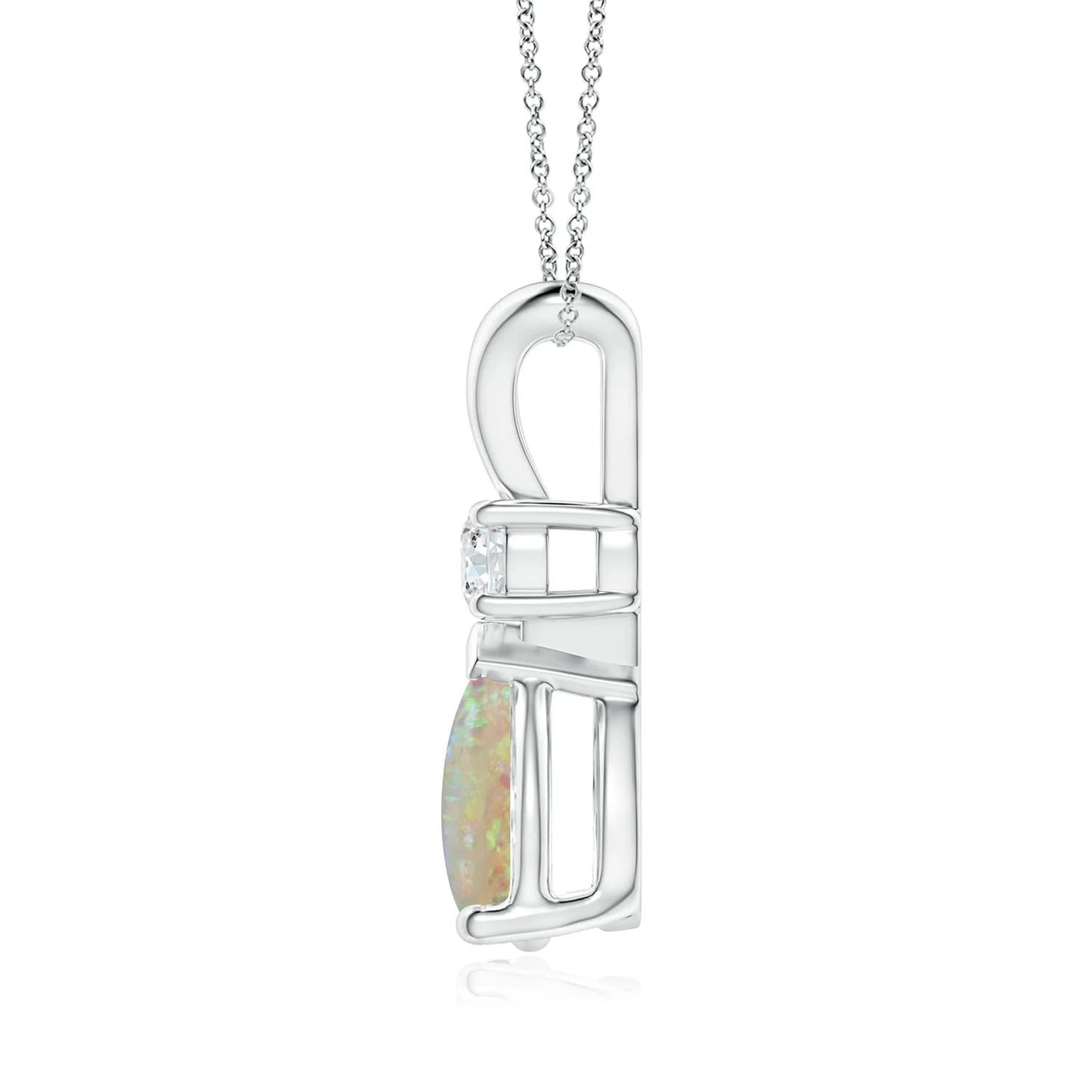 14k Gold Pear Cut Natural Opal Gemstone Teardrop V-bale Pendant With Diamond Top Quality Fine Jewelry Direct Indian Manufacturer