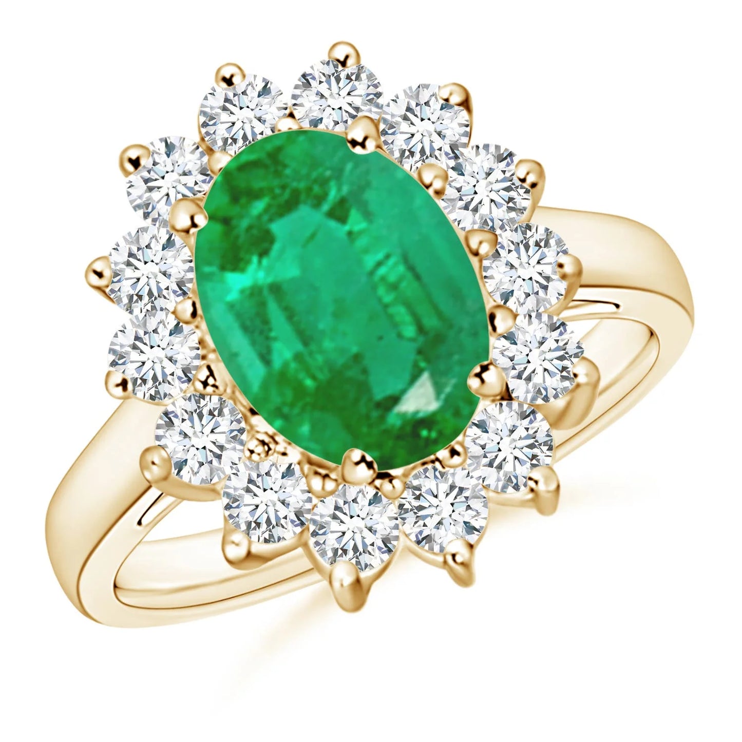 14K 18k Gold Classic Oval Cut Natural Emerald & Side Accent Diamonds Wedding Ring for Women Fine Jewelry Luxury Engagement Ring