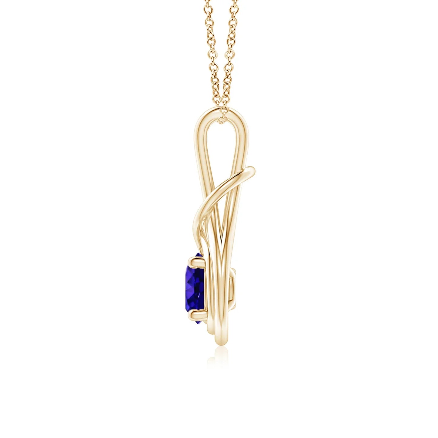 Real Tanzanite 5mm 14k Solid Gold Infinity Knot Charm Pendant Prong Sett Fine Jewelry December Birthstone Blue Gemstone Pendant
