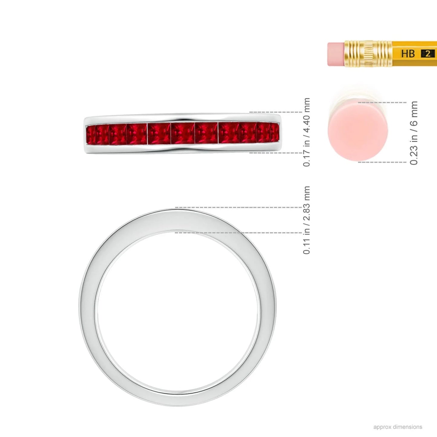 Elegant 14k Solid Gold Channel Set Half Eternity Band Ring 2.4MM Square Cut Ruby Gemstone Bridal Fine Jewelry Wedding Band Ring