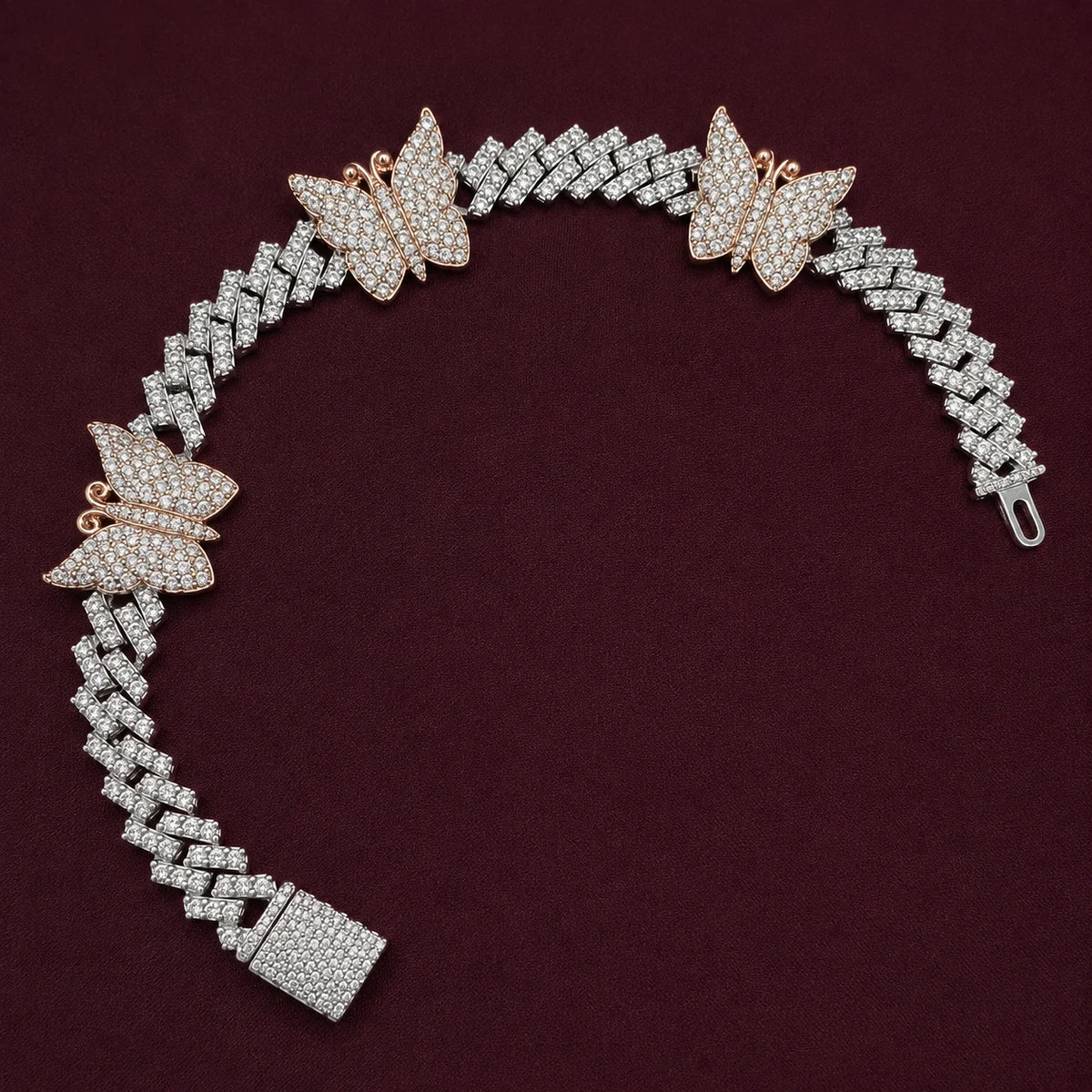 BiG-BOSS Luxury VVS1 Lab Grown Diamond Butterfly Bracelet Gold Plated Cushion Cut Fine Jewelry Sparkling Womens Gifts Bridal Party Wear