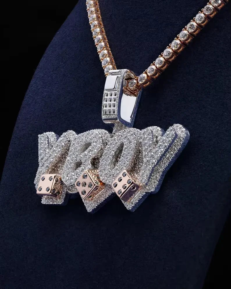 BiG-BOSS Iced Out Money Bag Pendant In My Bag Design Fully Moissanite Encrusted Silver Finish Hip Hop Style Jewellery for Men