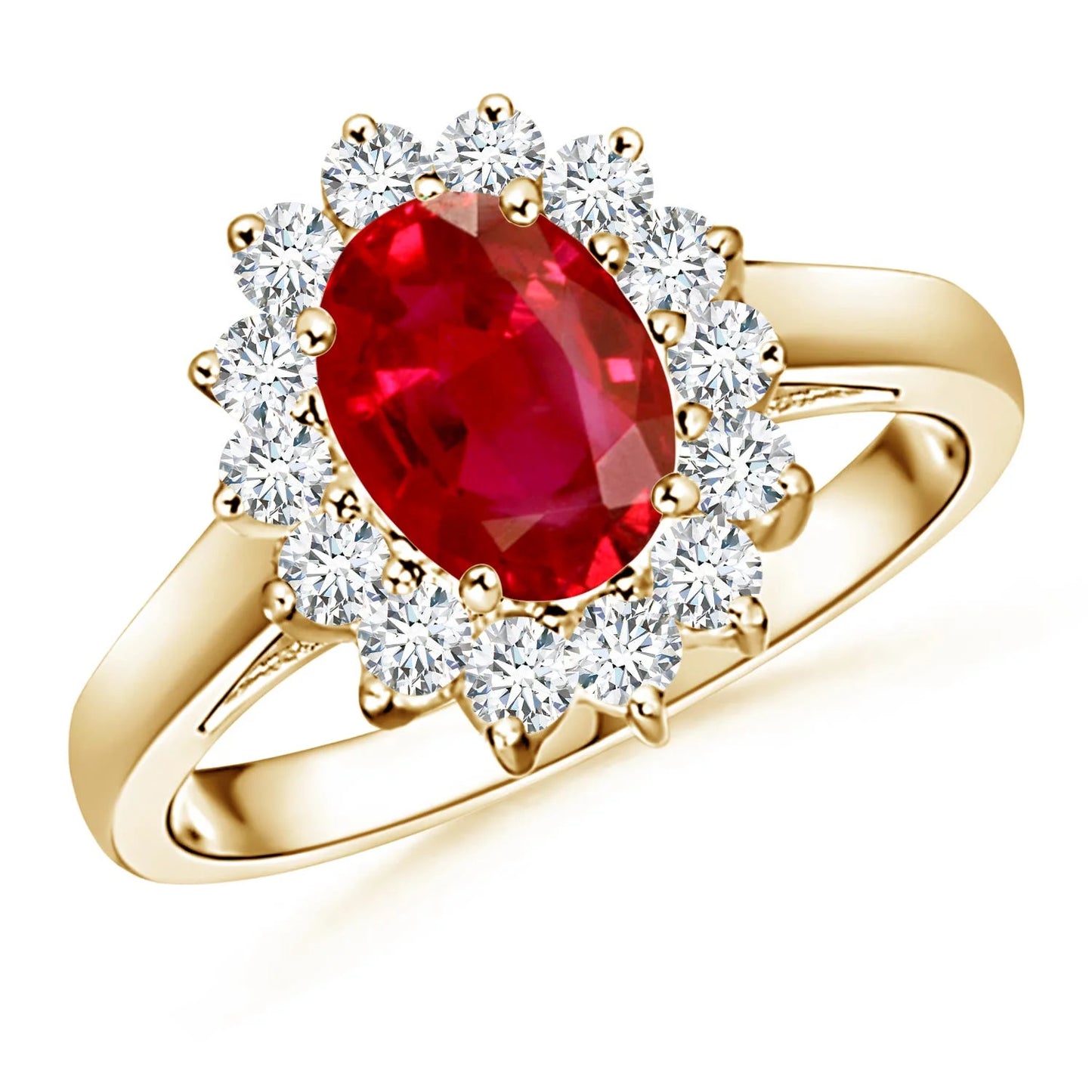 Natural 9*7MM Oval Cut Red Ruby Gemstone Proposal Ring 14K Solid Gold Diamond Accented Fine Women Jewelry Ring Wholesale