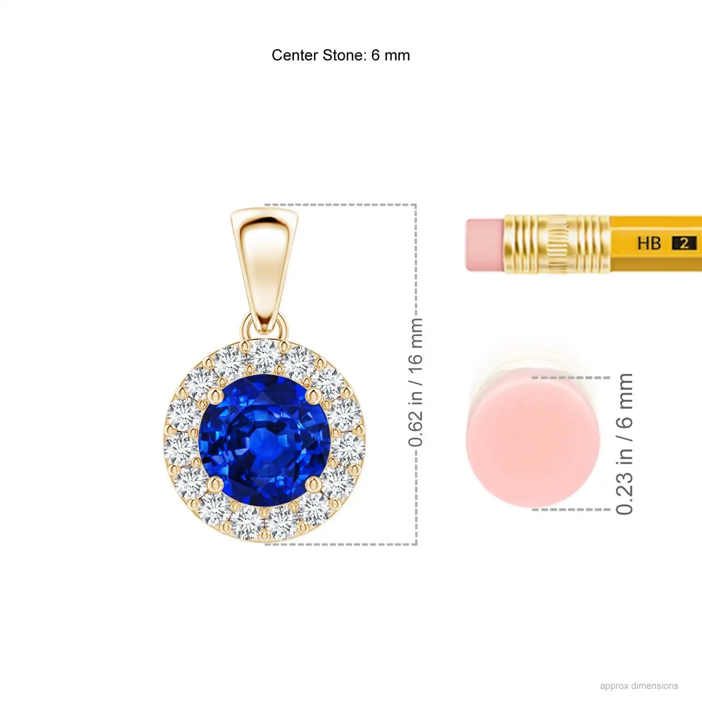 Classic Handmade Customized Fine Jewelry Pendant Top Quality 14K Solid Gold Round Cut Blue Sapphire & Diamond Halo Pendant ODM