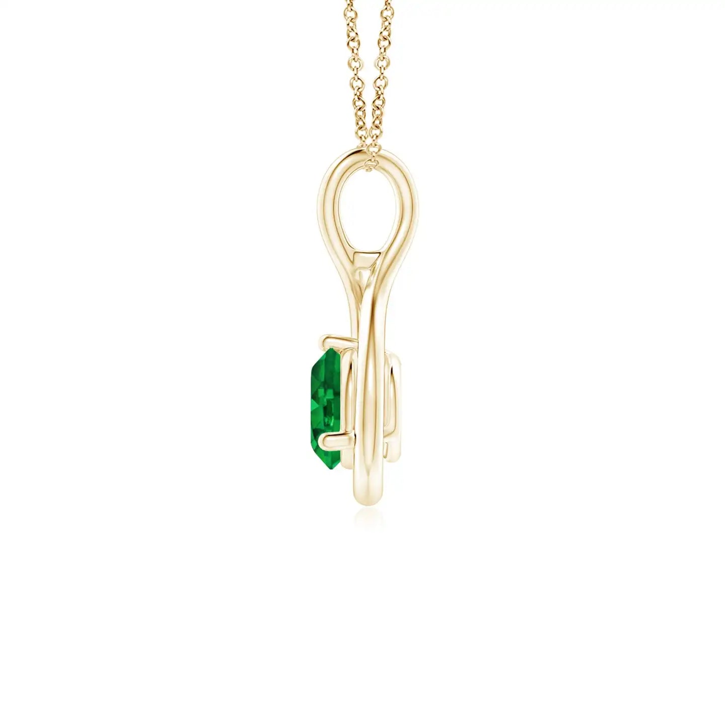 14K Solid Gold Natural Emerald Solitaire Round Infinity Twist Pendant Fine Jewellery Anniversary Wedding Gift For Her 2026