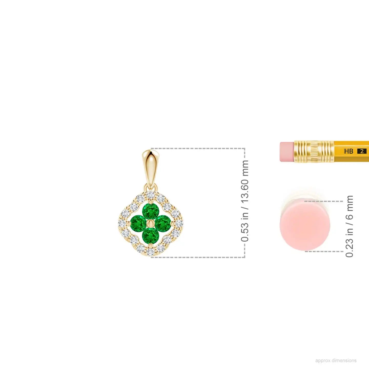 14K Solid Gold Natural Emerald Diamond Framed Emerald Clover Pendant Classic Fine Jewellery Anniversary Gift For Her 2026