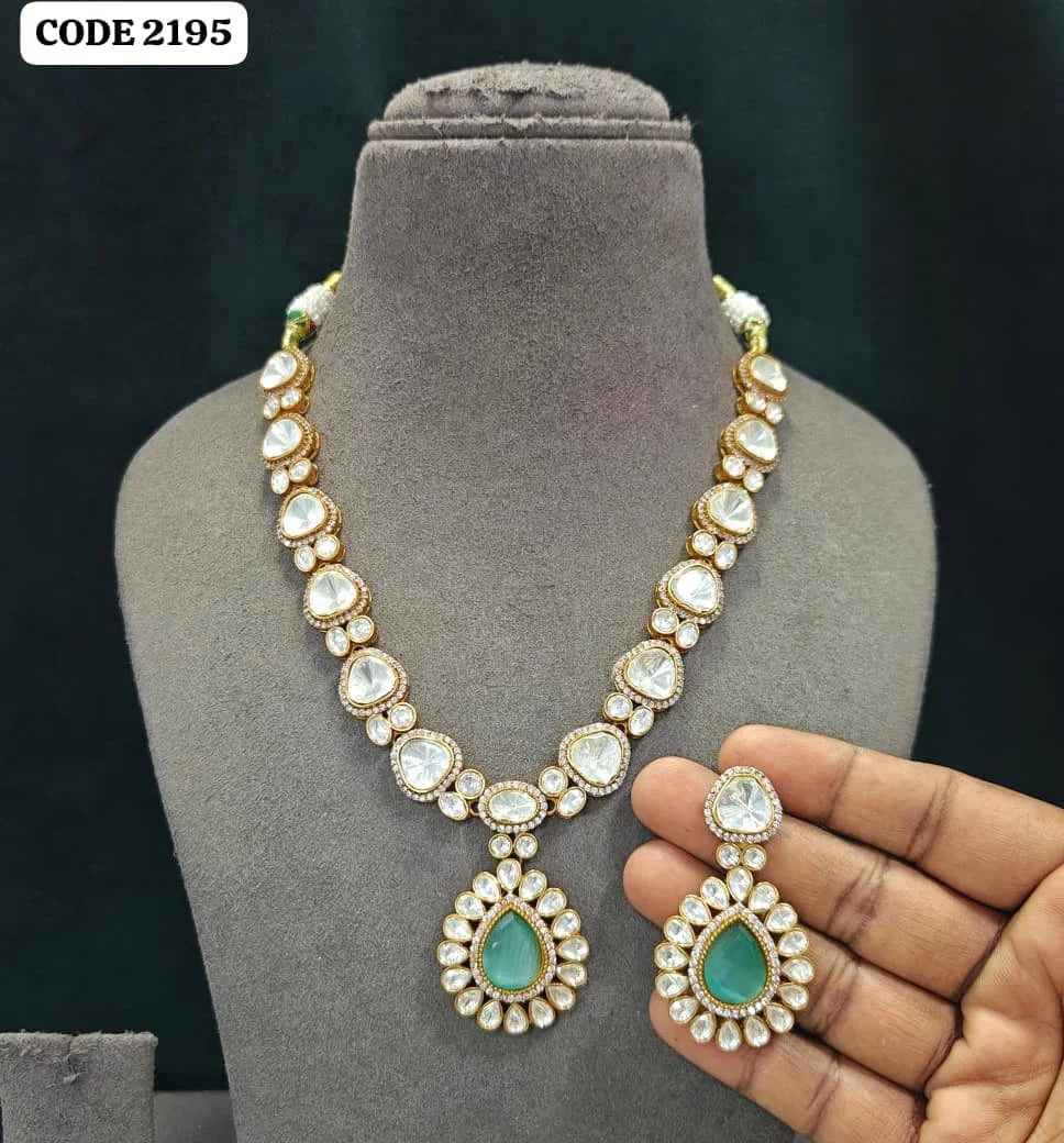 Elegant Pear Cut Emerald Drop Gold Plated Necklace Earrings Set Round Brilliant Cut Bezel Setting Wedding Jewelry