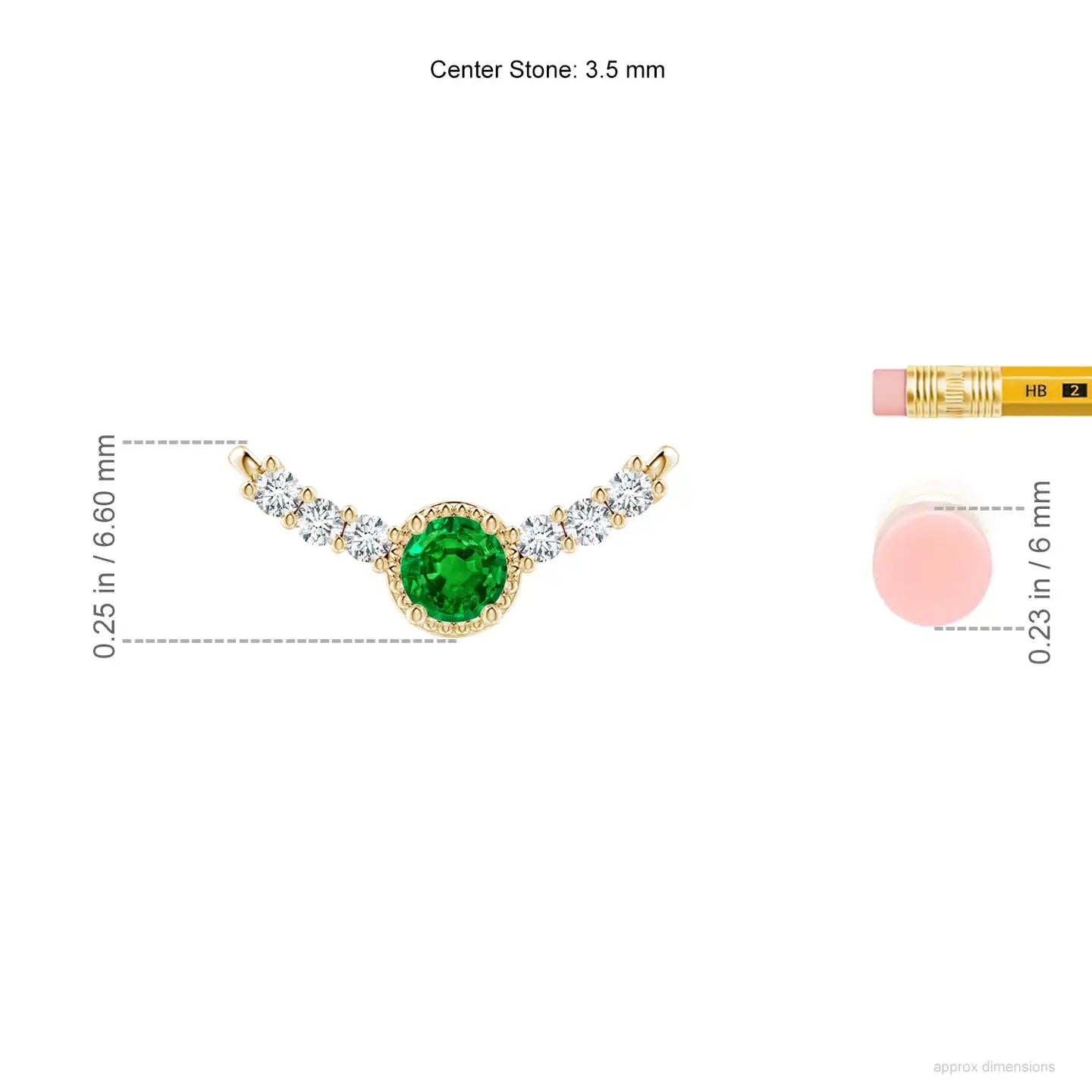 14K Solid Gold Natural Emerald Vintage Inspired Diamond Curved Bar Pendant Classic Fine Jewellery Anniversary Gift For Her 2026
