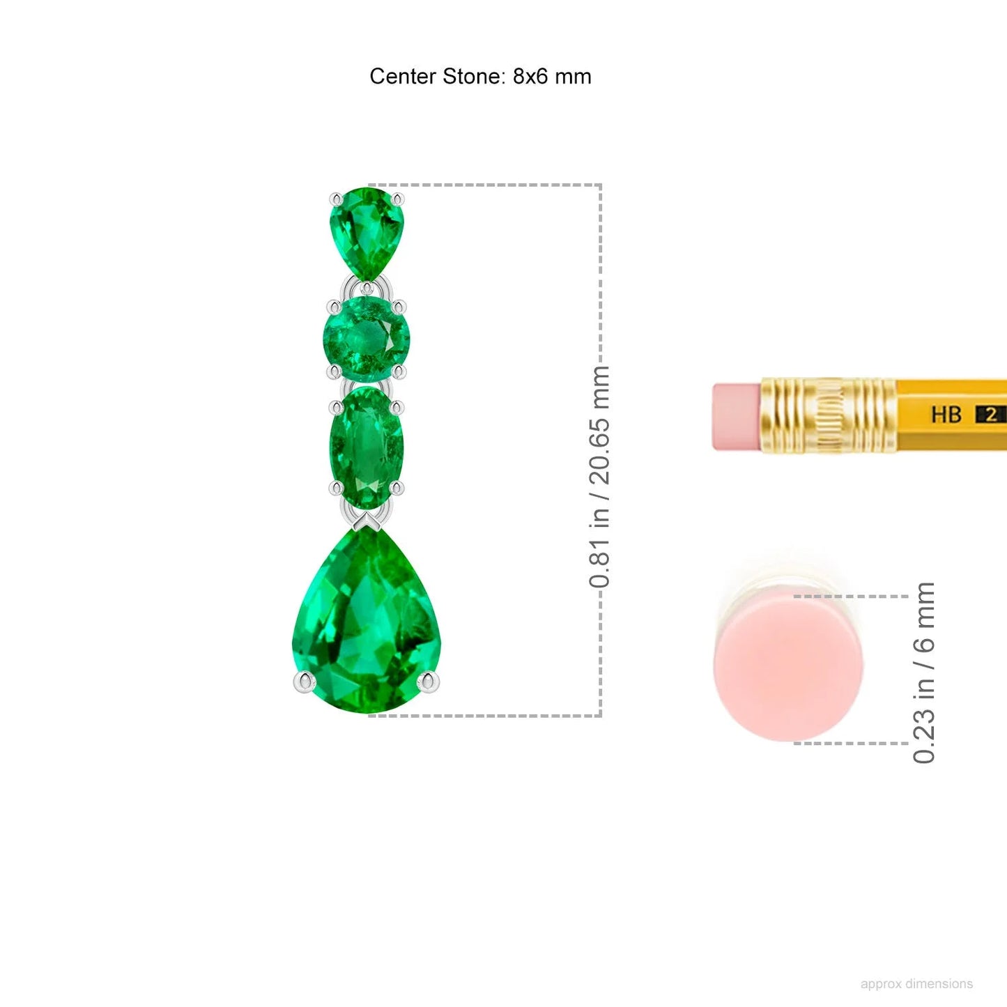 14Kt White Gold Natural Emerald Drop Earrings Pear Oval Round Cut Fine Gemstone Luxury Bridal Jewelry Gifts