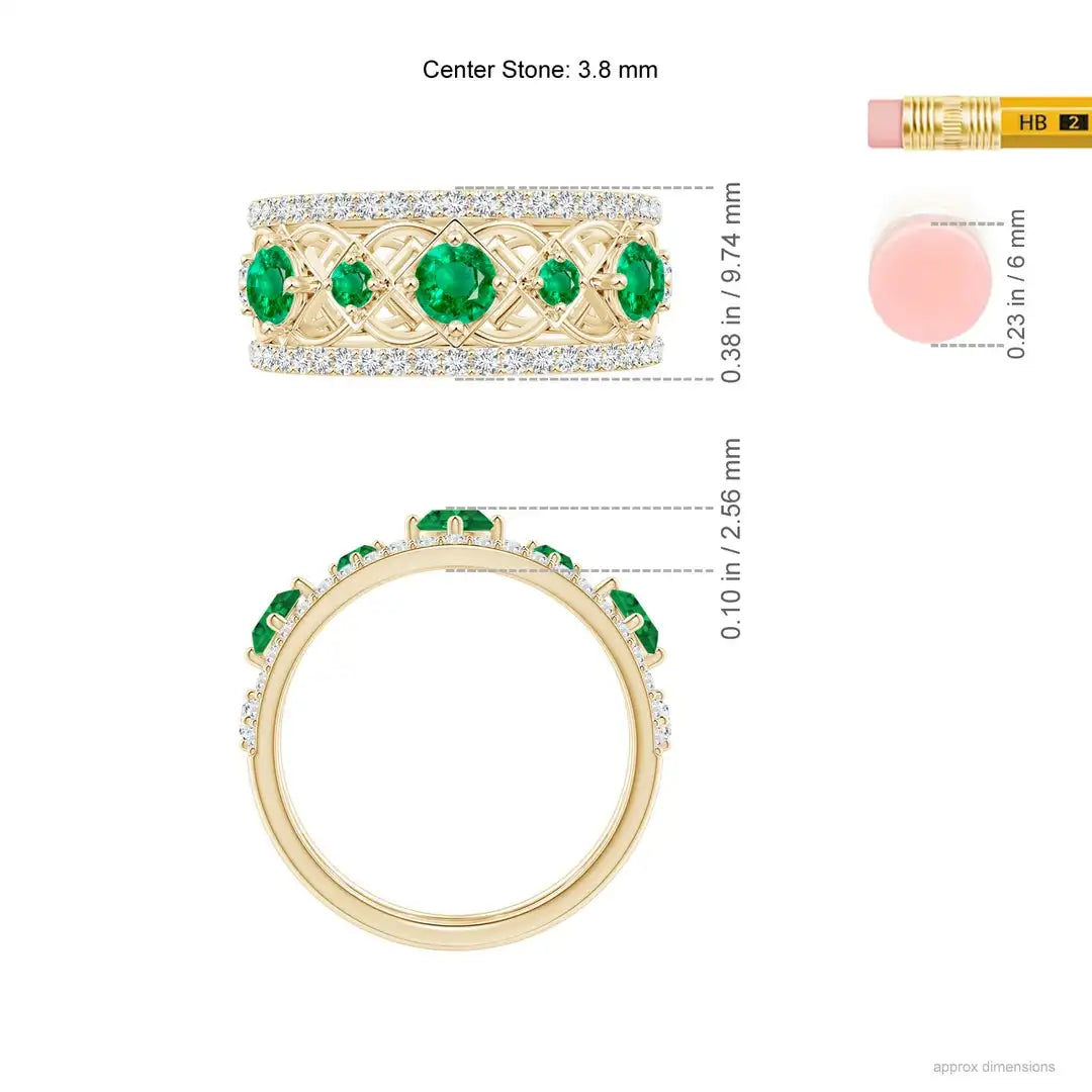 Antique Style Art Deco 14k Solid Gold Engagement Ring Certified Natural 0.88ct Emerald & Diamond Cluster Design Ring Wholesaler