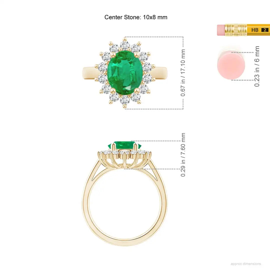 14K 18k Gold Classic Oval Cut Natural Emerald & Side Accent Diamonds Wedding Ring for Women Fine Jewelry Luxury Engagement Ring