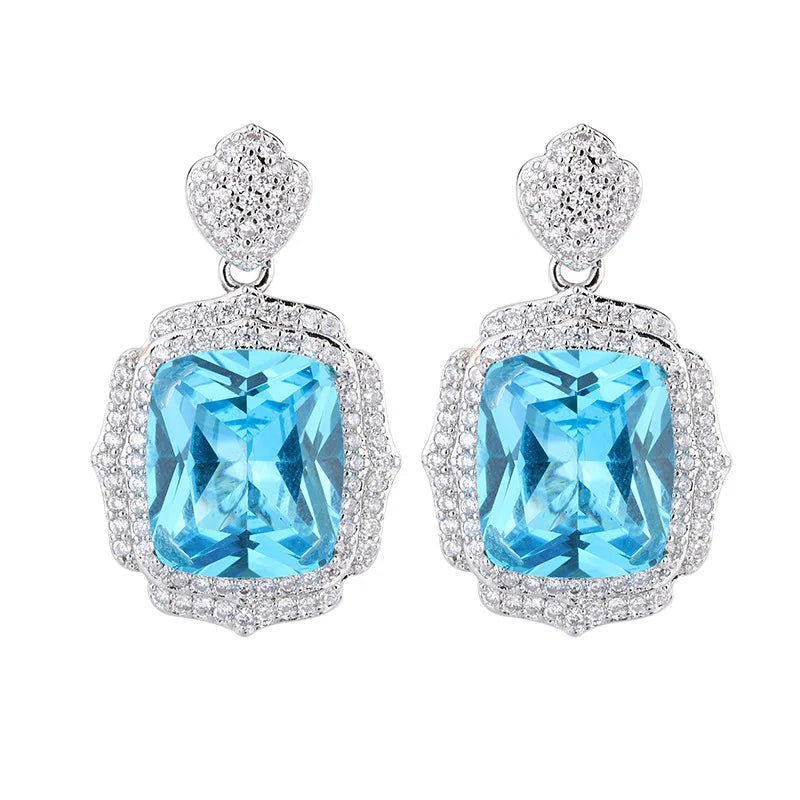XOTICA Vintage Emerald Lab Diamond Green Semi Joias Jewelry Set Gold Earrings Ring Necklace Cushion Cut Square Fusion Crystal for Gifts