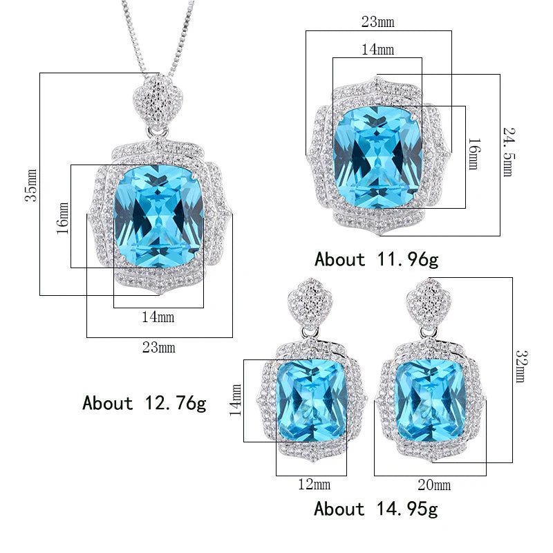 XOTICA Vintage Emerald Lab Diamond Green Semi Joias Jewelry Set Gold Earrings Ring Necklace Cushion Cut Square Fusion Crystal for Gifts