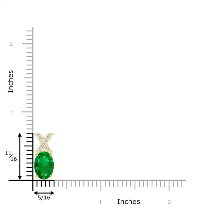 14K Solid Gold Natural Oval Emerald XO Pendant With Diamonds Fine Jewellery May Birthstone Luxury Anniversary New Arrival 2026