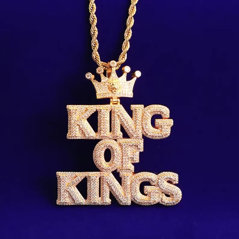BiG-BOSS Iced Out King of Kings Pendant Moissanite Crown Design Custom Hip Hop Statement Jewellery for Men