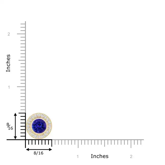 Classic Fine Jewelry 14K 18K Solid Gold Bezel-Set Natural Round 4MM 0.24Ctw Tanzanite Pendant With Diamond Halo Anniversary Gift