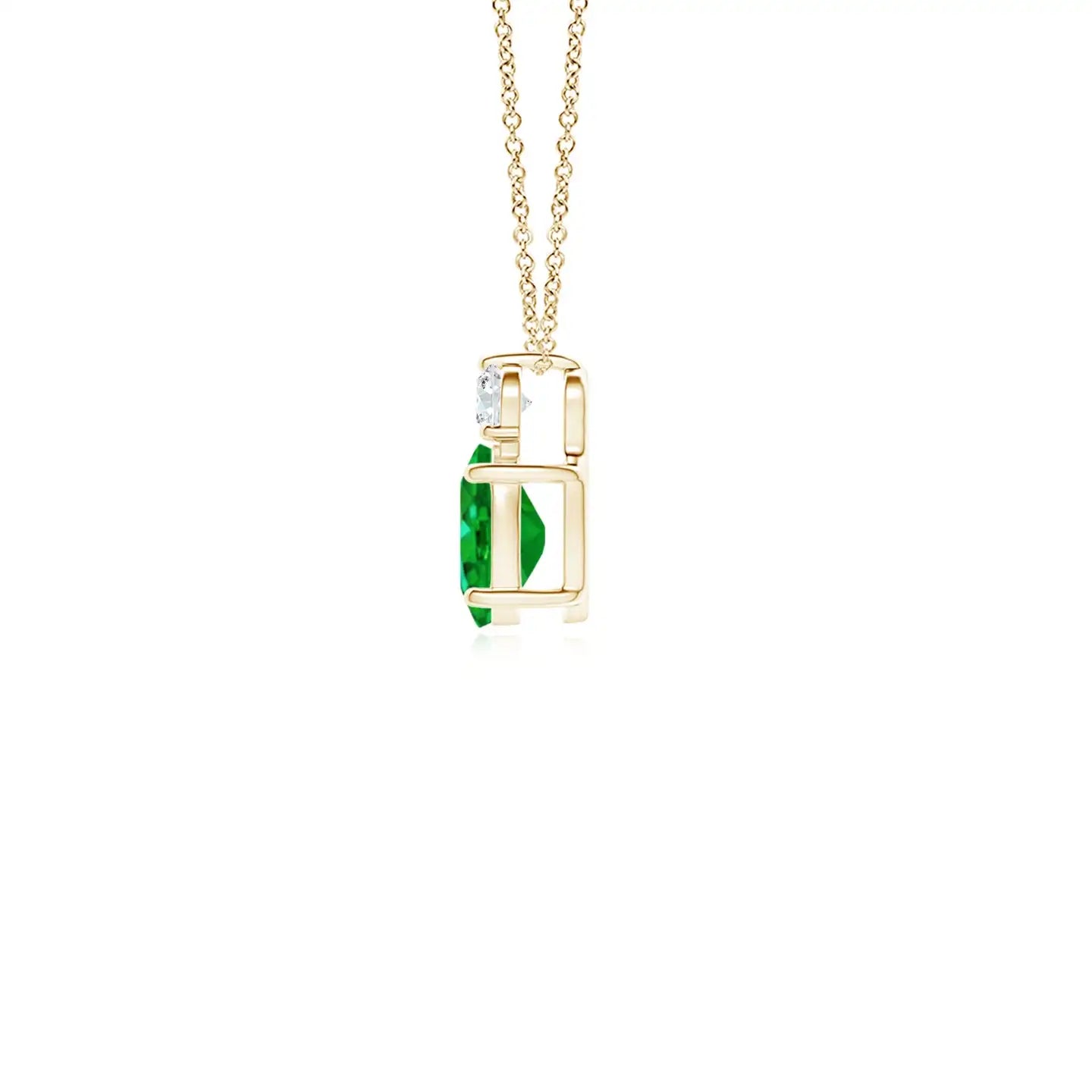 14K Solid Gold Natural Oval Emerald Solitaire Pendant With Diamond Fine Jewellery Classic Anniversary Wedding Gift For Her 2026