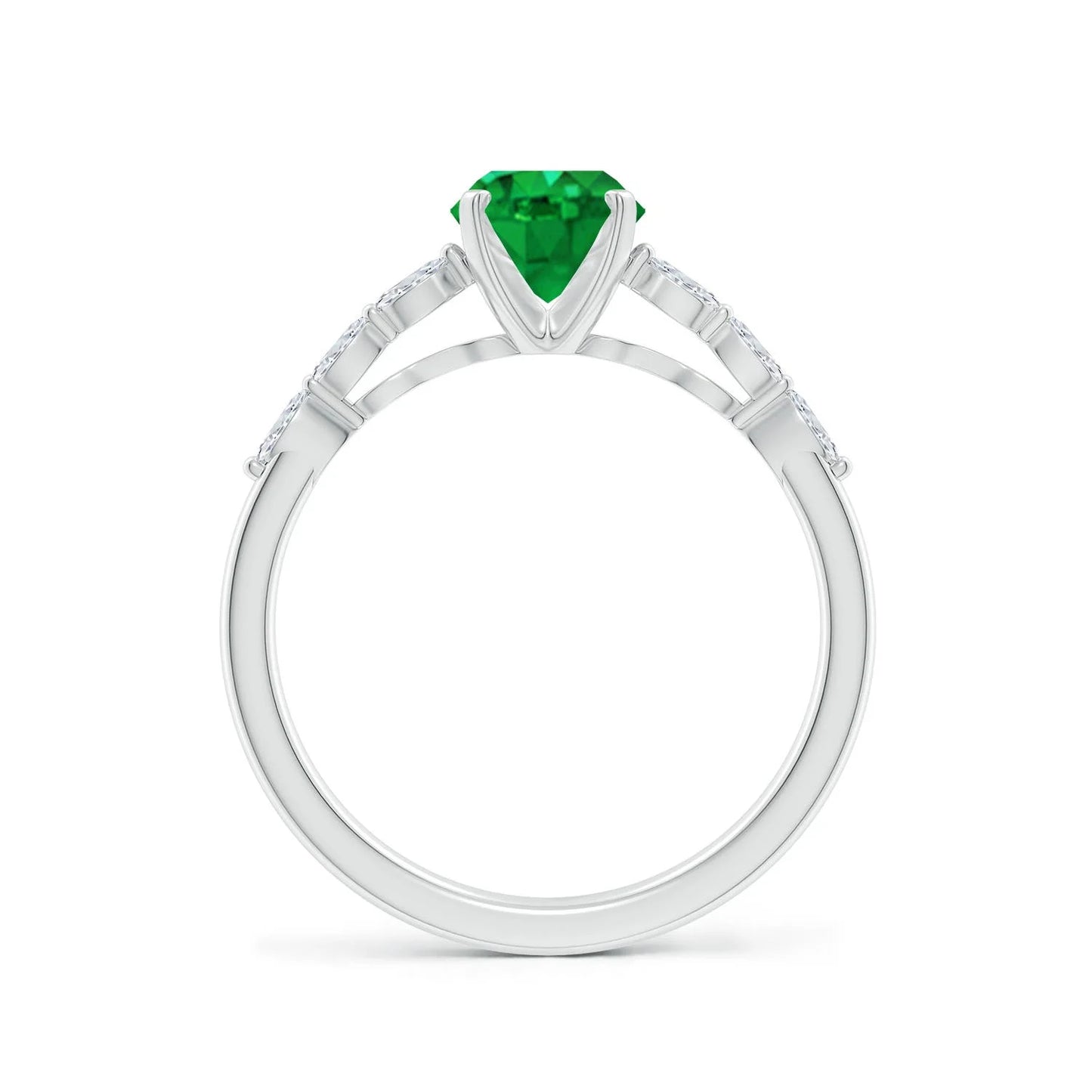 14K Pure Gold Oval Cut Emerald Trillium Floral Shank Engagement Ring Stunning Bridal Wear Fine Jewelry Halo Cluster Ring For Her