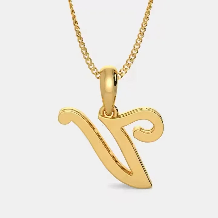 BiG-BOSS Premium Lab Grown Moissanite Letter V Silver Plated Cushion Cut Pendant Luxury Hip Hop Party Charm Jewelry Gift for Men Necklace
