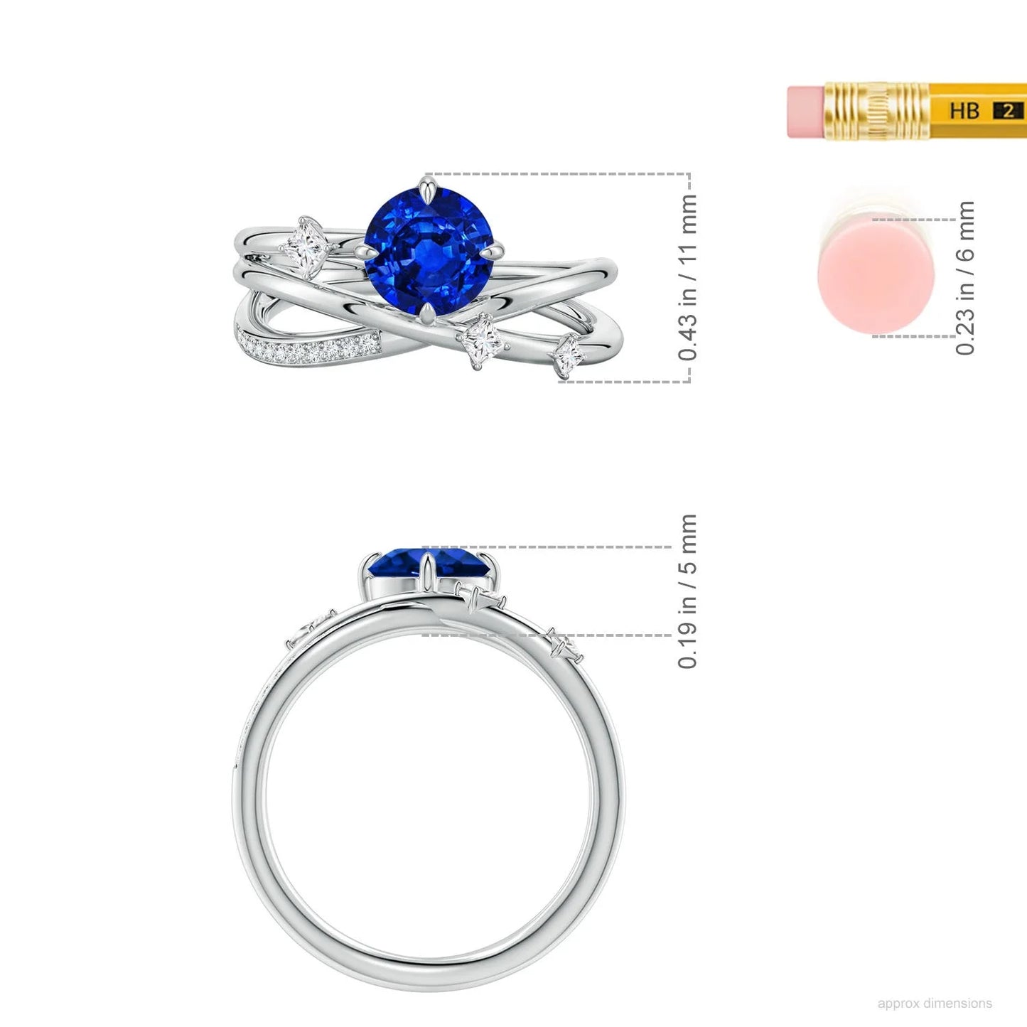 14K Solid Gold Blue Sapphire & Pave Scattered Diamond Cross Over Ring Luxury Jewelry Manufacturer Round Gemstone Rings for Women