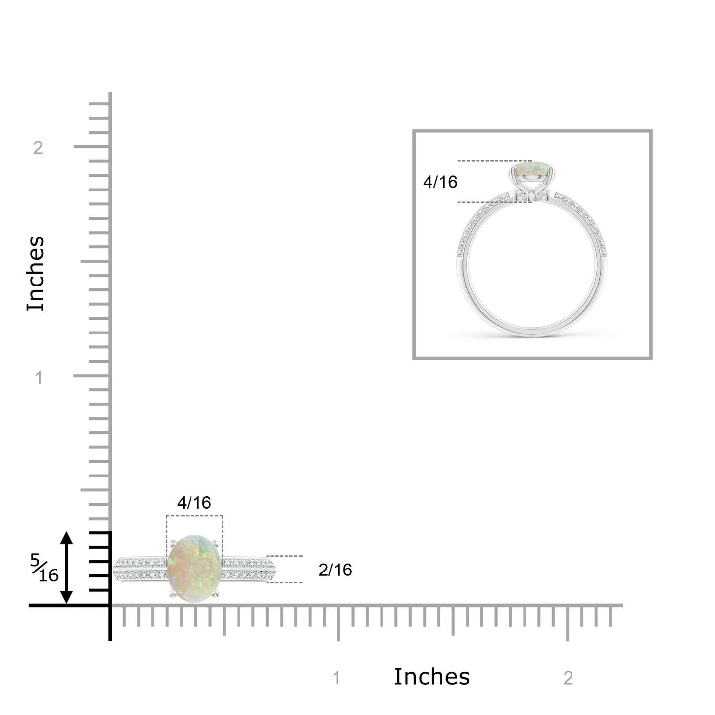 14K Pure Gold Classic Oval Cut Natural Ethiopian Opal Knife Edge Ring Pave Setting Round Cut Accent Diamond Dual Side Band Ring