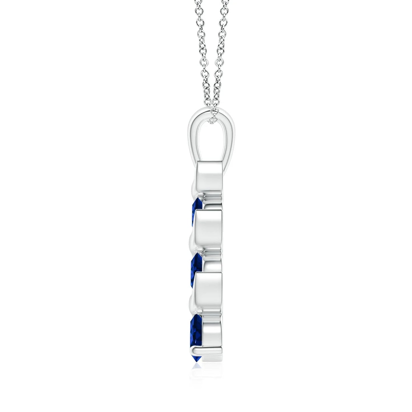 14K Gold Channel-Set Three Blue Sapphire Gemstone Spiral Design Pendant New Arrival Handmade Jewelry Customized Journey Pendant