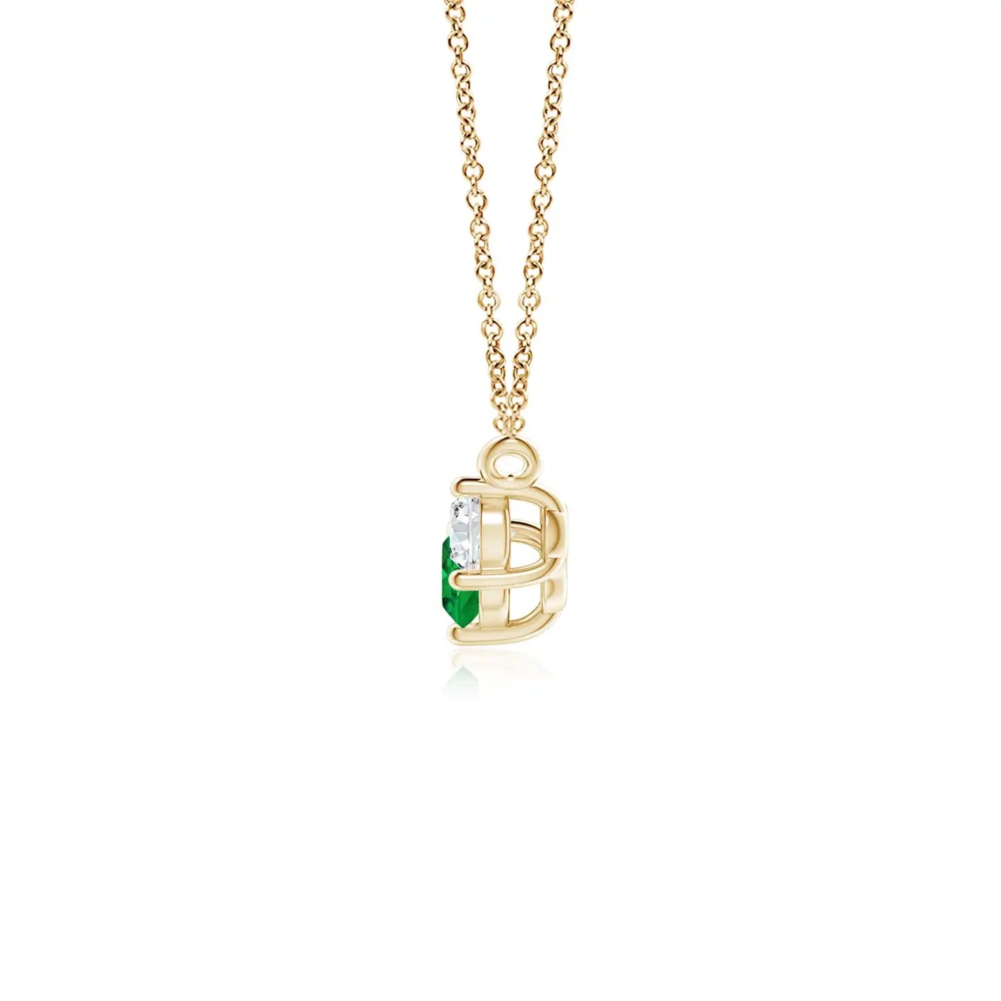 14K Solid Gold Natural Emerald Classic Trio Diamond Pendant Necklace Fine Jewellery Neo Heritage Anniversary Wedding 2026