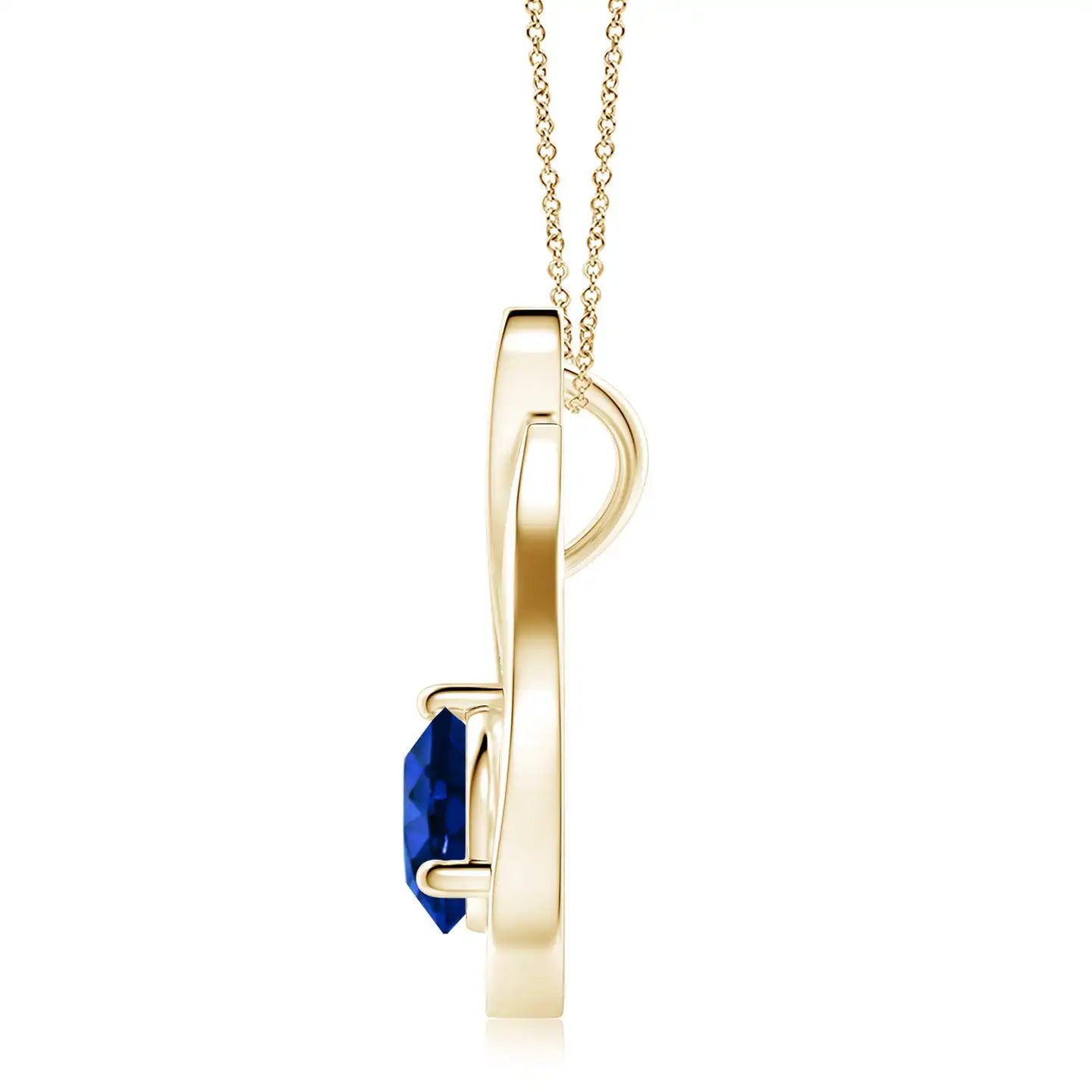 Round Cut 0.75Ct Floating Blue Sapphire Tulip Handmade Pendant with Diamonds 18K Gold IGI Certified Natural Gemstone Pendant OEM