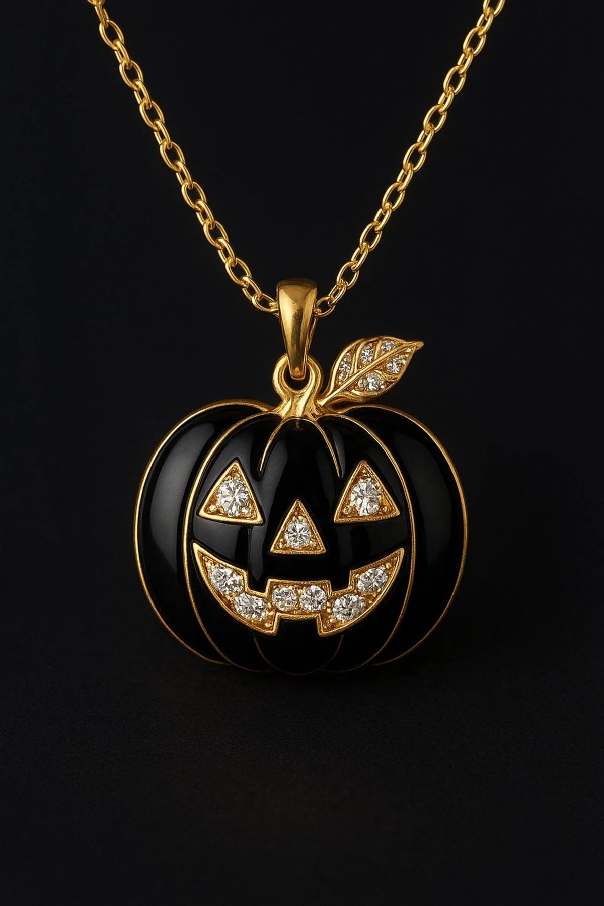 BiG-BOSS Luxury Silver Plated Black Gold Pumpkin Pendant Moissanite Hip Hop Necklace Men's Halloween Party Jewelry Gift Krishnavii KP 214