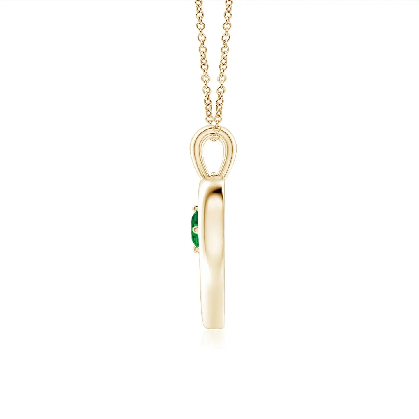 14K Solid Gold Natural Round Emerald Solitaire Open Heart Pendant Fine Jewellery Classic Anniversary Wedding Gift For Her 2026