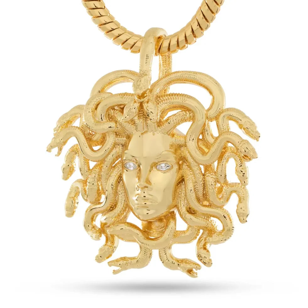 BiG-BOSS Silver Medusa Head Pendant with Snake Design for Men Hip Hop Style Luxury Moissanite Eyes Unisex Party
