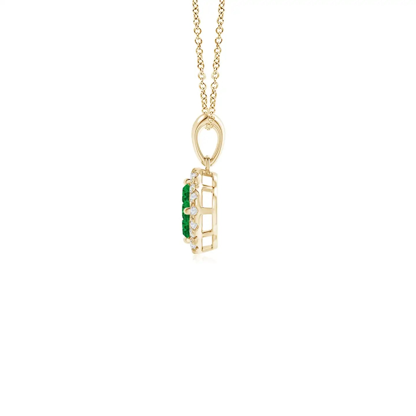 14K Solid Gold Natural Emerald Diamond Framed Emerald Clover Pendant Classic Fine Jewellery Anniversary Gift For Her 2026