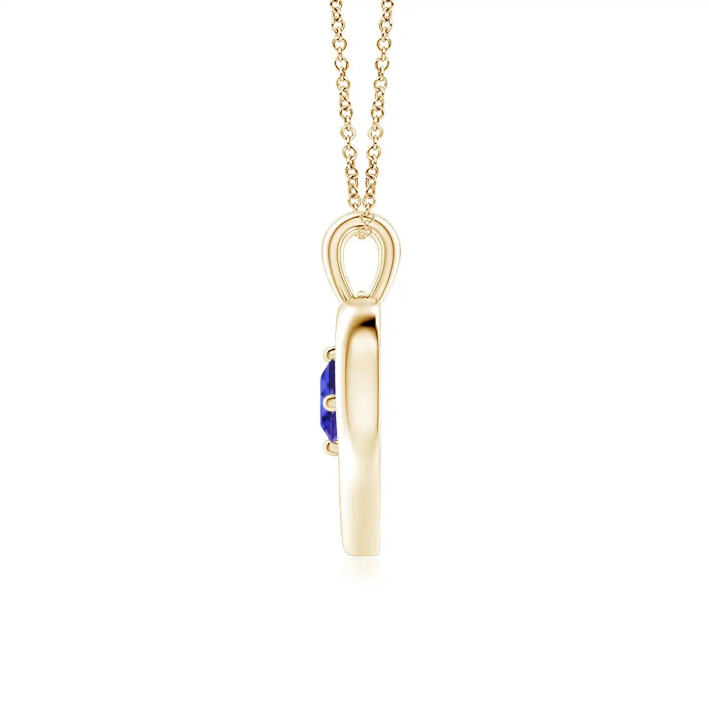 2026 New Arrival Romantic Lover's Gift Fine Jewelry Gold Pendant 14K Gold Natural Round Tanzanite Solitaire Open Heart Pendant