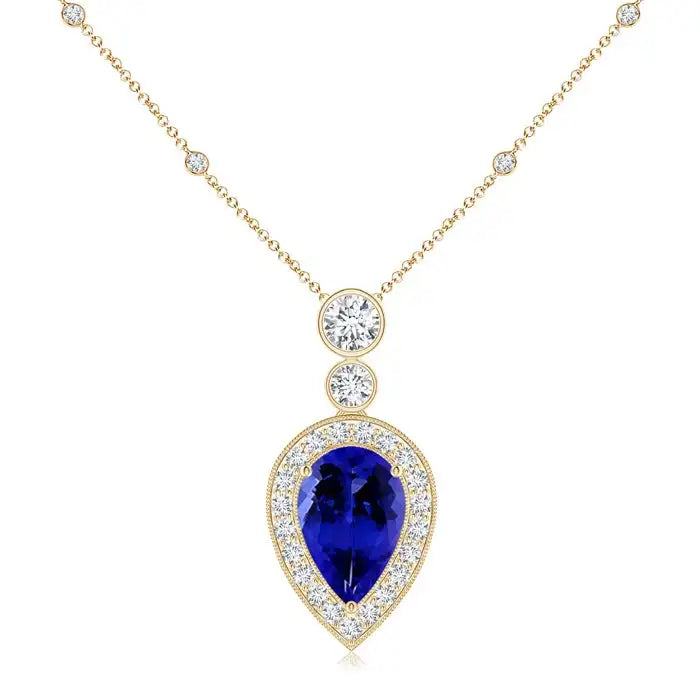 4.71g 14k 18k Gold Inverted Pear Cut 0.85 Ctw Tanzanite Pendant With 0.21ctw Diamond Igi Certified Stones High Quality Pendant