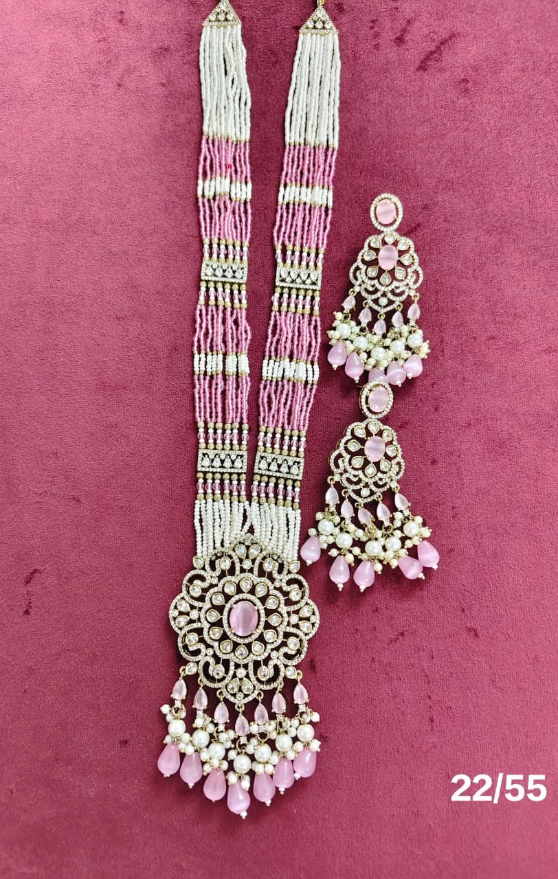 Luxury Multi Strand Pearl Pendant Necklace Set Gold Plated Bridal Wedding Traditional Long Haram Jewelry for Women Set