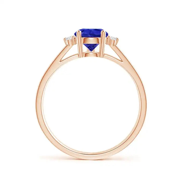 14k Gold Pear Cut Natural Tanzanite Gemstone With Triple Accents Diamond Split Shank Ring Customized Handmade Engagement Rings