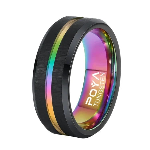 Custom High End 8mm Black Blue Brushed Mens Womens Tungsten Carbide Ring Fashion Band for Wedding Anniversary