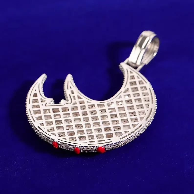 BiG-BOSS Iced Luxury Moissanite Freshwater Pearl Moon Face Pendant Silver Plated Hip Hop Style Dripping Design for Men Women Party