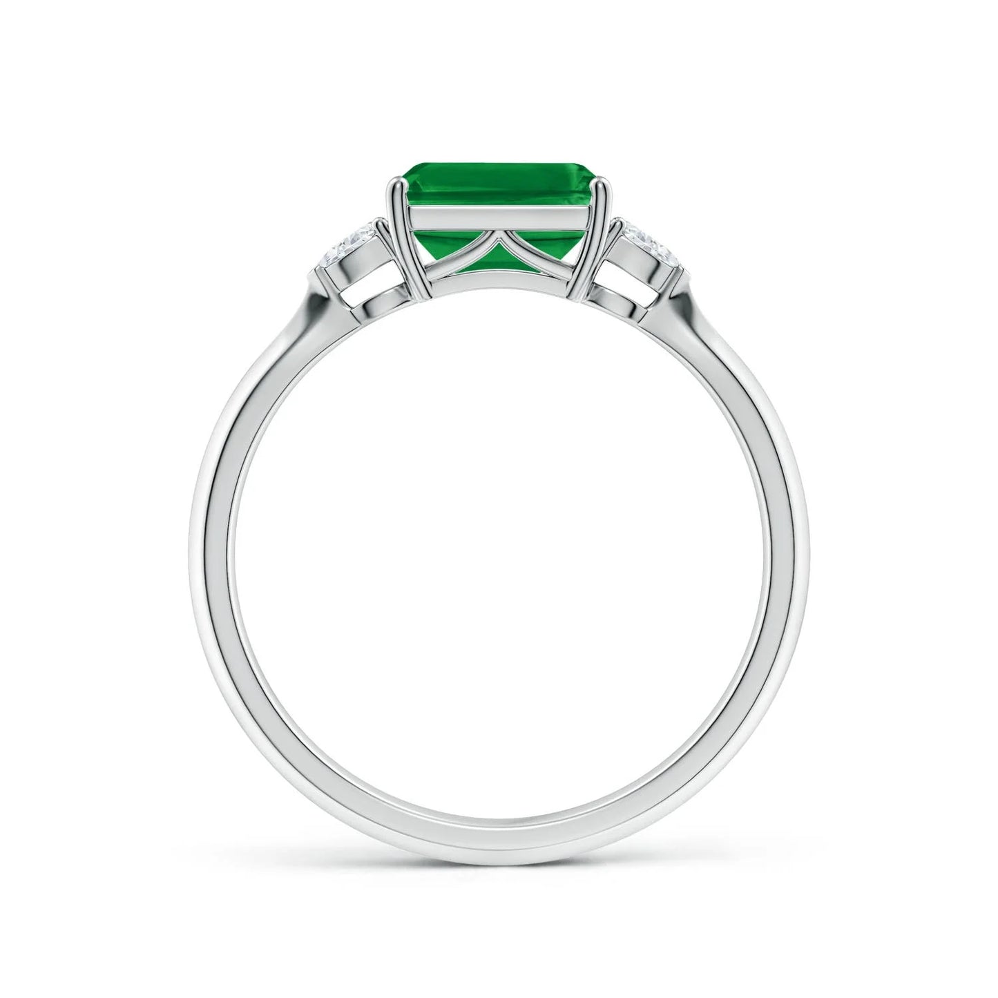 14K Solid Gold 7X5mm Emerald Cut East-West Green Emerald Stone Engagement Ring for Women Lady 14K 18K Real Au750 Wedding Rings